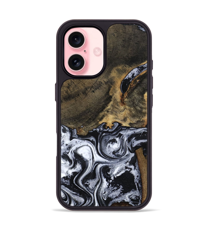 iPhone 16 Wood Phone Case - Katlin (Black & White, 797779)