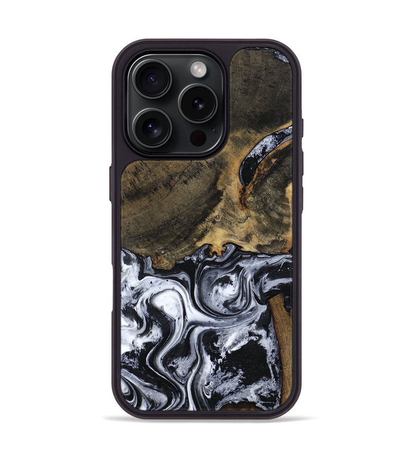 iPhone 16 Pro Wood Phone Case - Katlin (Black & White, 797779)