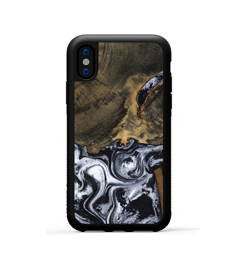 iPhone Xs Wood Phone Case - Katlin (Black & White, 797779)