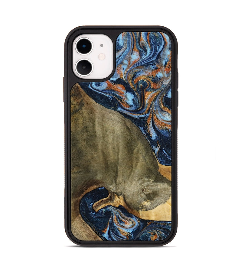 iPhone 11 Wood Phone Case - Georgie (Teal & Gold, 797788)
