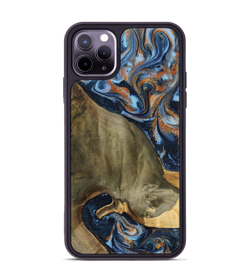 iPhone 11 Pro Max Wood Phone Case - Georgie (Teal & Gold, 797788)