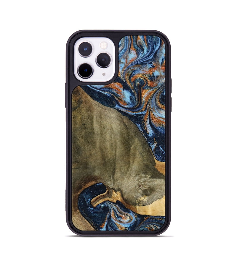 iPhone 11 Pro Wood Phone Case - Georgie (Teal & Gold, 797788)