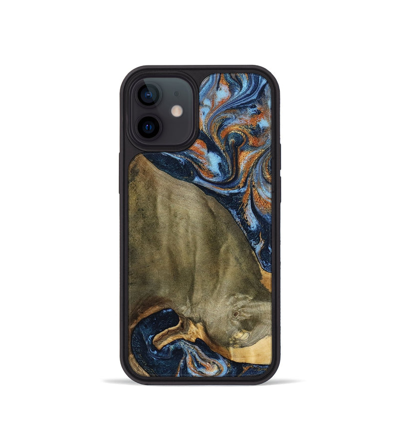 iPhone 12 mini Wood Phone Case - Georgie (Teal & Gold, 797788)