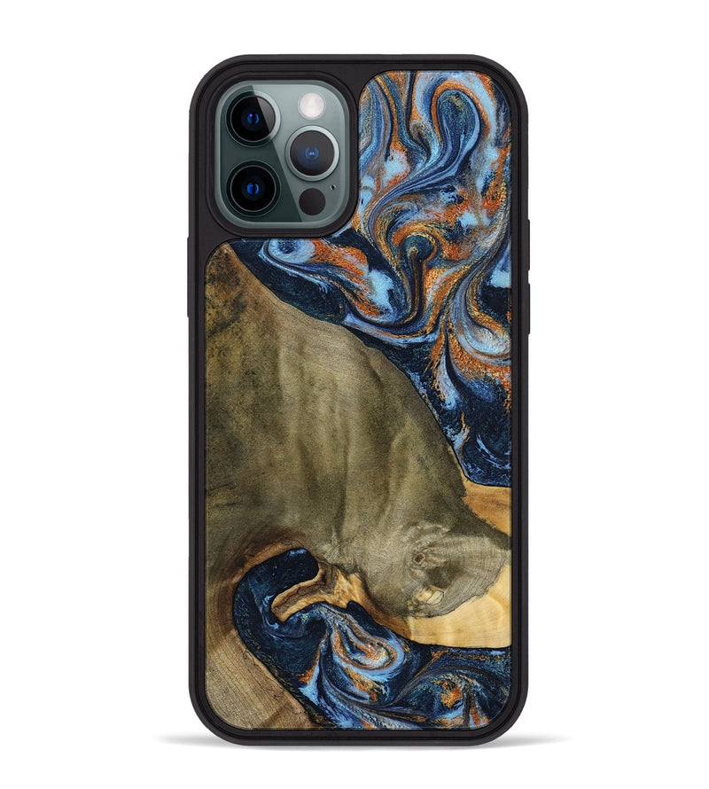 iPhone 12 Pro Max Wood Phone Case - Georgie (Teal & Gold, 797788)