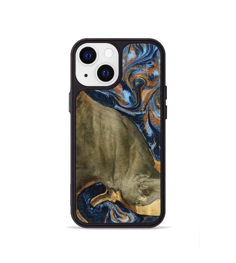 iPhone 13 mini Wood Phone Case - Georgie (Teal & Gold, 797788)