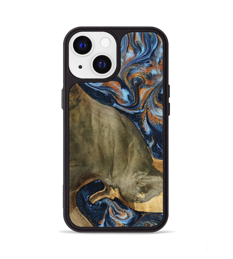 iPhone 13 Wood Phone Case - Georgie (Teal & Gold, 797788)