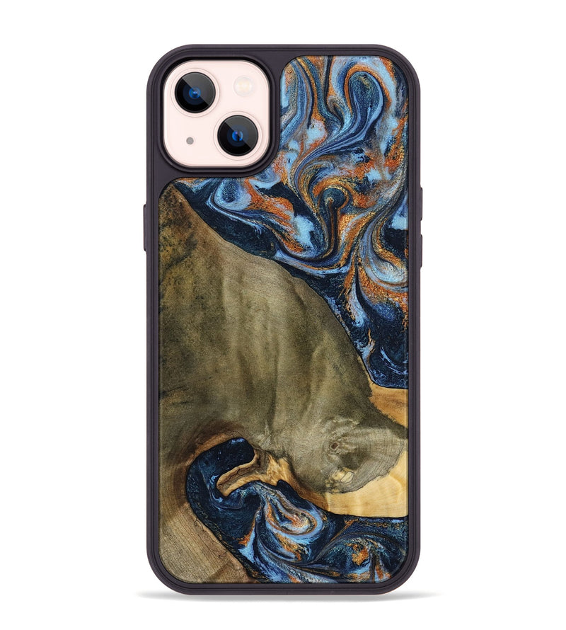 iPhone 14 Plus Wood Phone Case - Georgie (Teal & Gold, 797788)