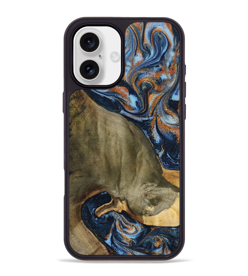 iPhone 16 Plus Wood Phone Case - Georgie (Teal & Gold, 797788)