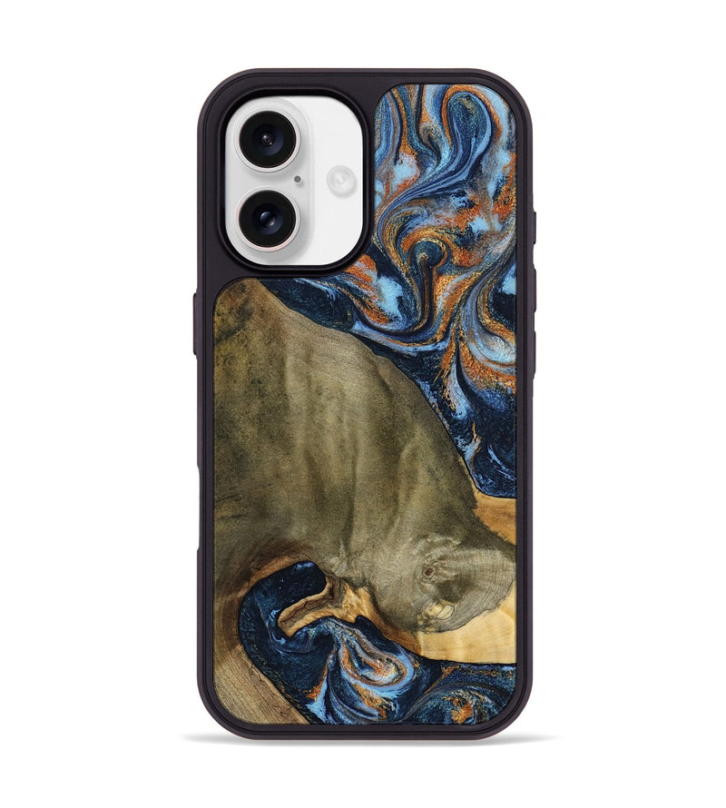 iPhone 17 Wood Phone Case - Georgie (Teal & Gold, 797788)