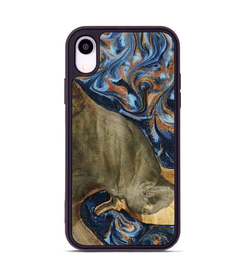 iPhone Xr Wood Phone Case - Georgie (Teal & Gold, 797788)