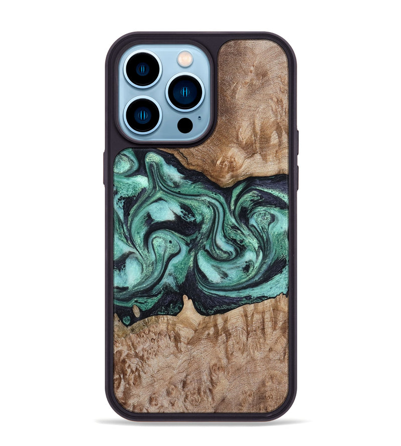 iPhone 14 Pro Max Wood Phone Case - Major (Green, 798102)