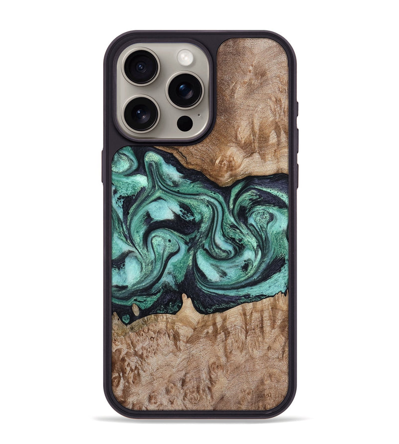 iPhone 15 Pro Max Wood Phone Case - Major (Green, 798102)