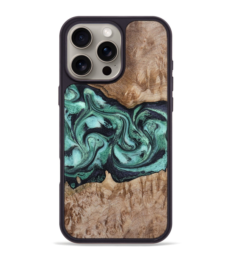 iPhone 16 Pro Max Wood Phone Case - Major (Green, 798102)