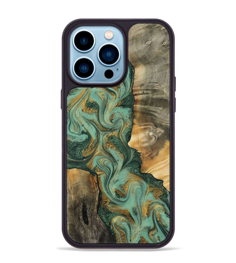 iPhone 14 Pro Max Wood Phone Case - Donie (Green, 798103)