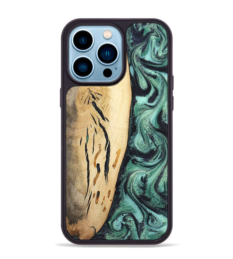 iPhone 14 Pro Max Wood Phone Case - Heidi (Green, 798107)