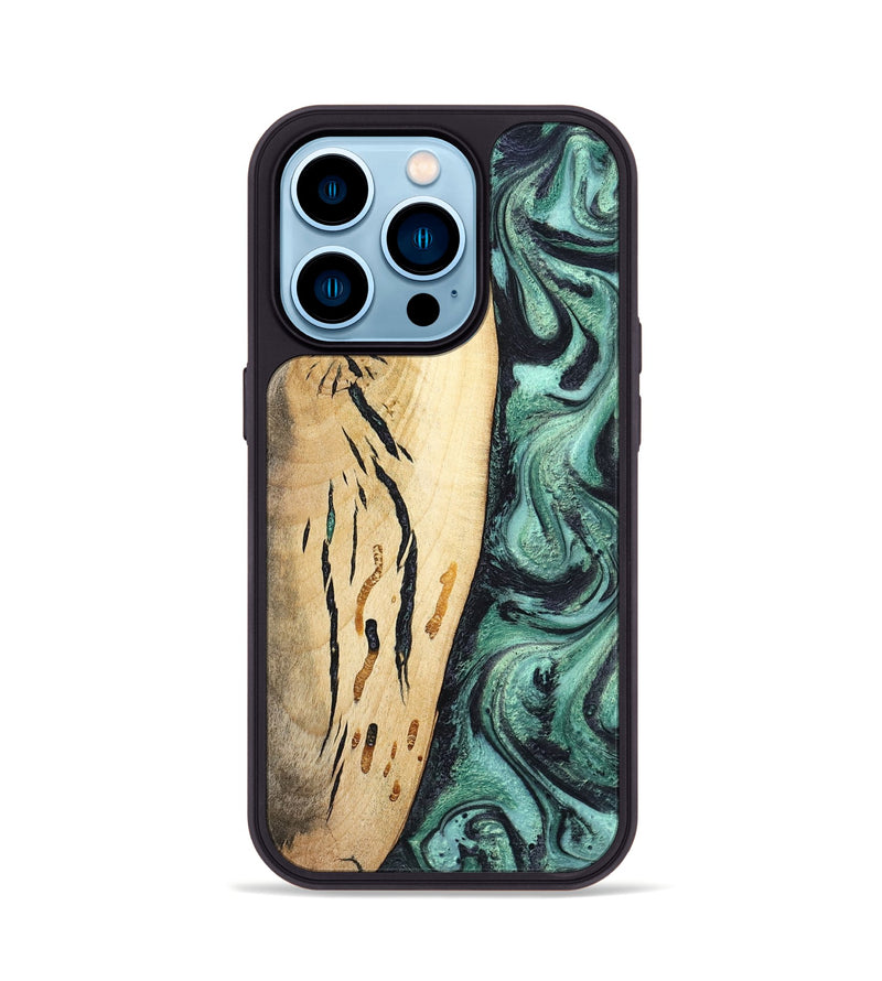 iPhone 14 Pro Wood Phone Case - Heidi (Green, 798107)
