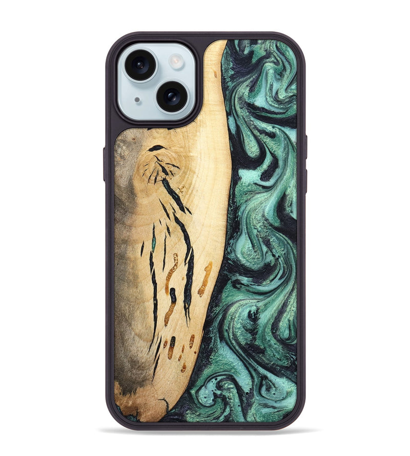 iPhone 15 Plus Wood Phone Case - Heidi (Green, 798107)