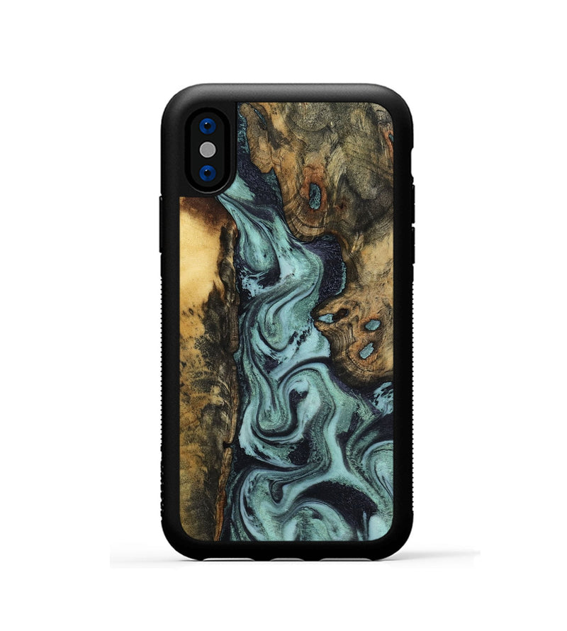 iPhone Xs Wood Phone Case - Brayden (Green, 798111)