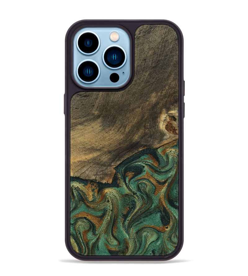 iPhone 14 Pro Max Wood Phone Case - Emely (Green, 798113)