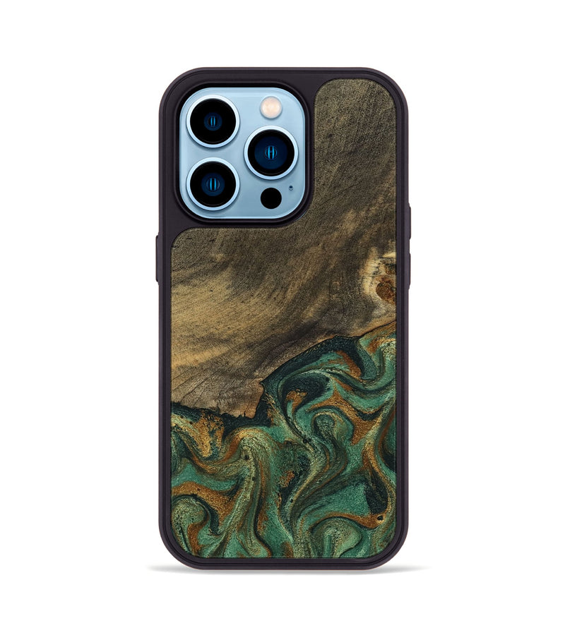 iPhone 14 Pro Wood Phone Case - Emely (Green, 798113)