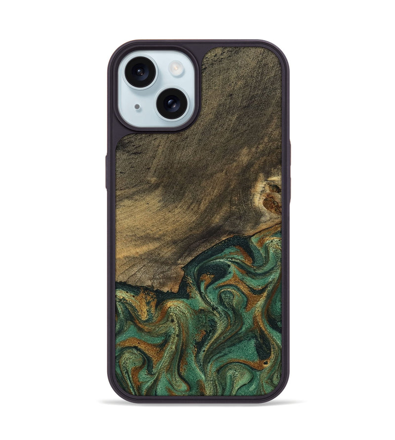 iPhone 15 Wood Phone Case - Emely (Green, 798113)