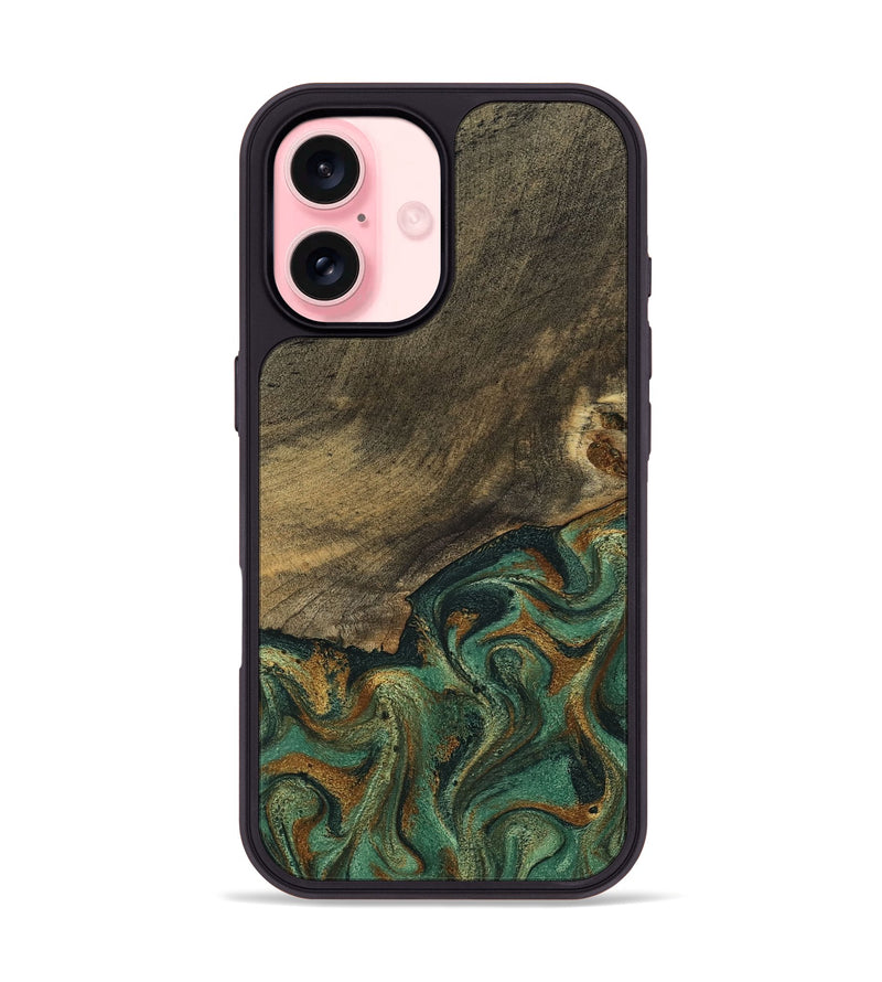 iPhone 16 Wood Phone Case - Emely (Green, 798113)