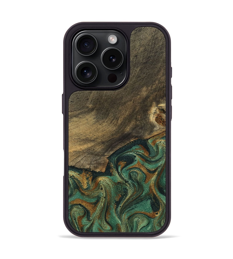 iPhone 16 Pro Wood Phone Case - Emely (Green, 798113)