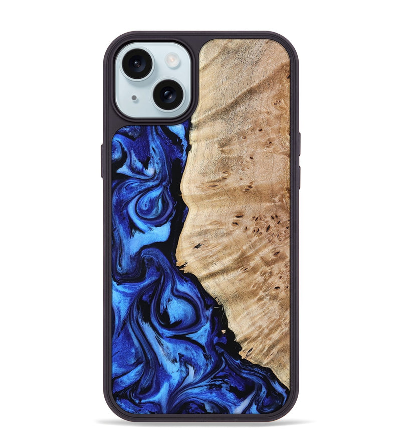 iPhone 15 Plus Wood Phone Case - Shirlee (Blue, 798117)