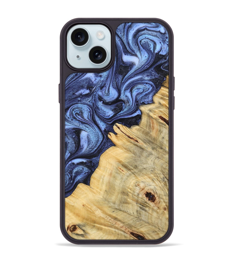 iPhone 15 Plus Wood Phone Case - Joelle (Blue, 798120)