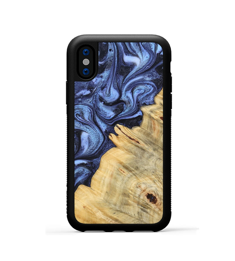 iPhone Xs Wood Phone Case - Joelle (Blue, 798120)