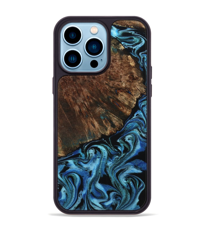 iPhone 14 Pro Max Wood Phone Case - Marie (Blue, 798122)