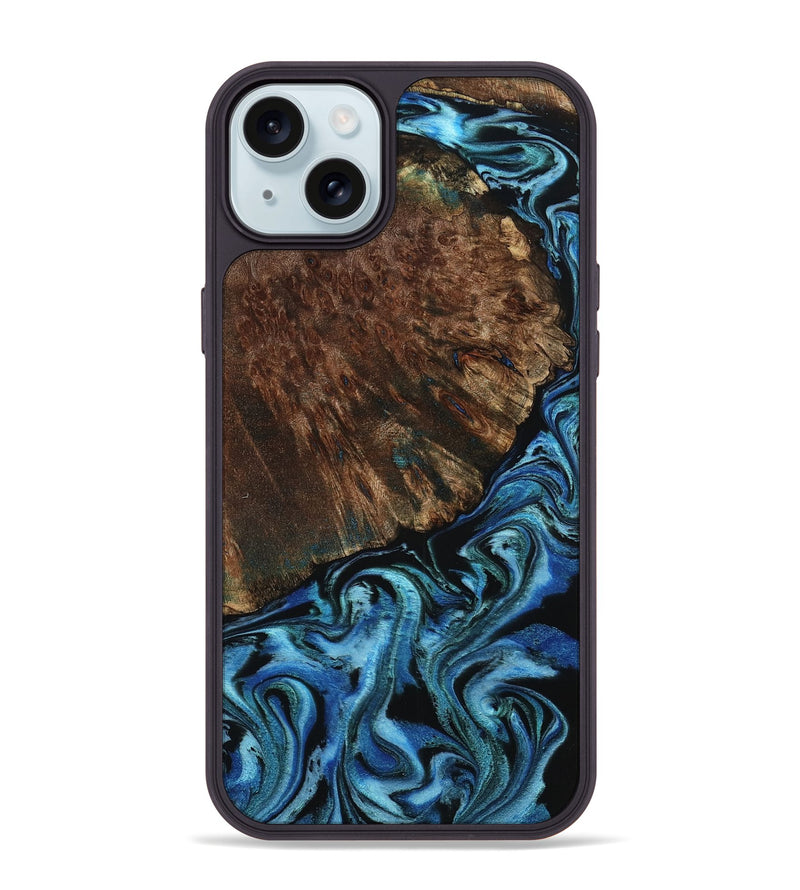 iPhone 15 Plus Wood Phone Case - Marie (Blue, 798122)