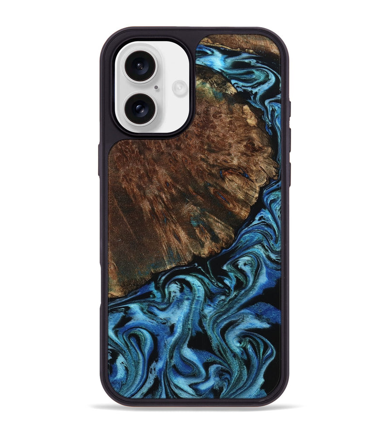 iPhone 16 Plus Wood Phone Case - Marie (Blue, 798122)