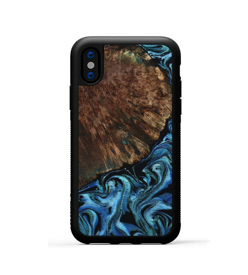 iPhone Xs Wood Phone Case - Marie (Blue, 798122)