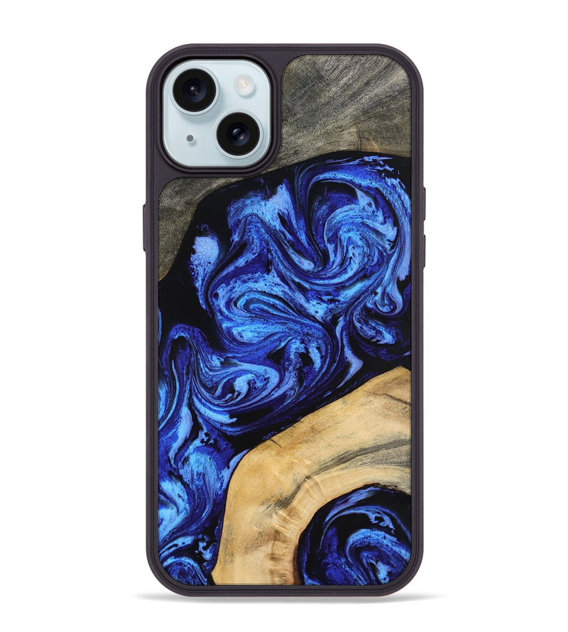 iPhone 15 Plus Wood Phone Case - Mariana (Blue, 798123)