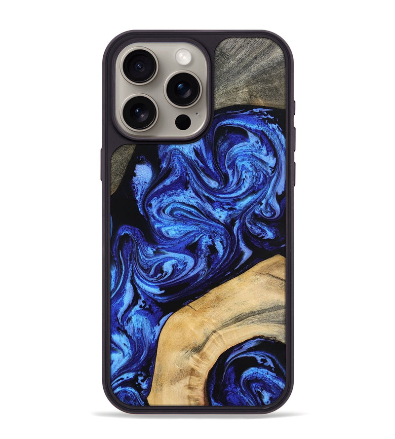 iPhone 15 Pro Max Wood Phone Case - Mariana (Blue, 798123)