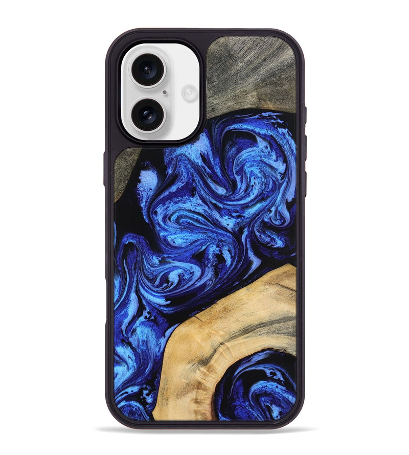 iPhone 16 Plus Wood Phone Case - Mariana (Blue, 798123)