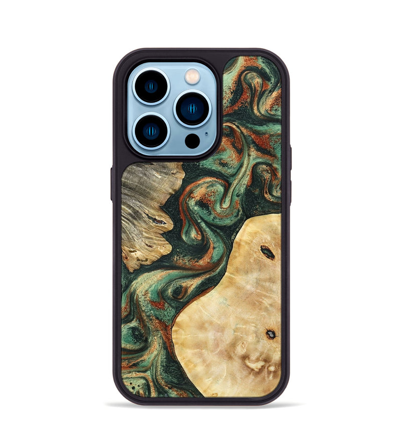 iPhone 14 Pro Wood Phone Case - Kannon (Green, 798126)