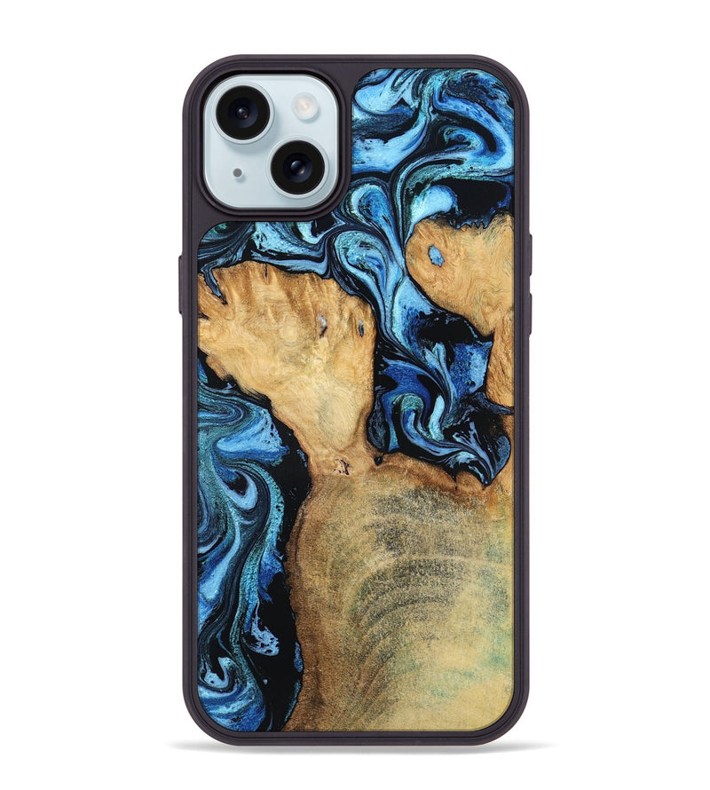 iPhone 15 Plus Wood Phone Case - Huxley (Blue, 798138)