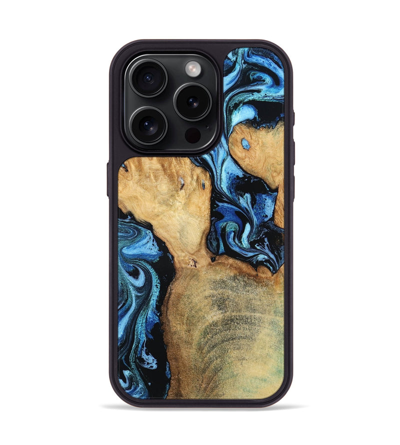 iPhone 15 Pro Wood Phone Case - Huxley (Blue, 798138)