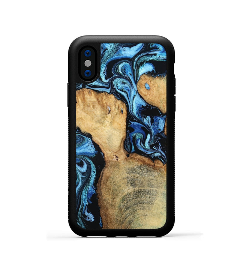 iPhone Xs Wood Phone Case - Huxley (Blue, 798138)