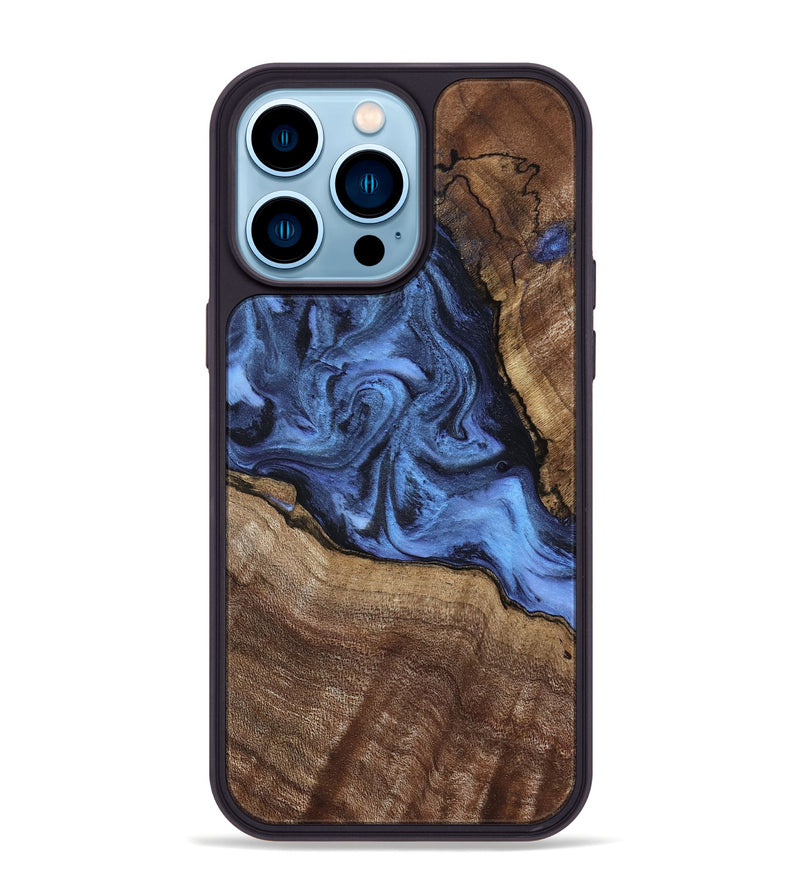 iPhone 14 Pro Max Wood Phone Case - Milana (Blue, 798139)