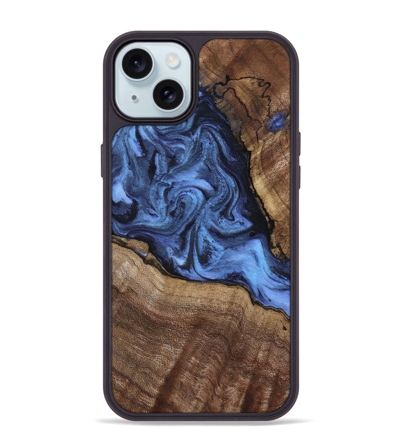 iPhone 15 Plus Wood Phone Case - Milana (Blue, 798139)
