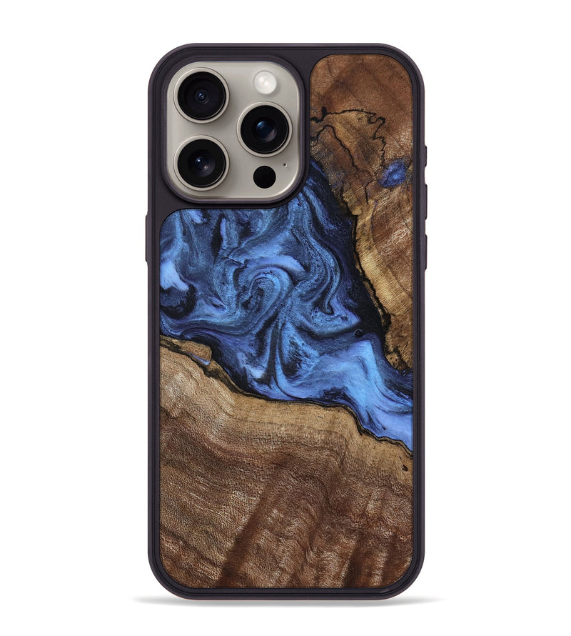 iPhone 15 Pro Max Wood Phone Case - Milana (Blue, 798139)