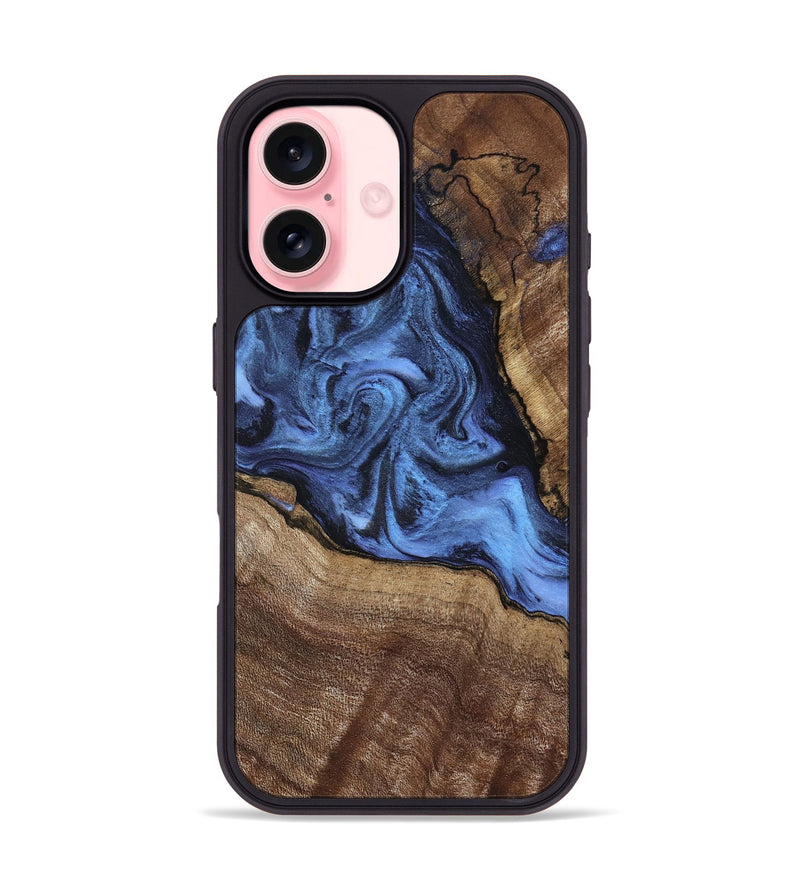 iPhone 16 Wood Phone Case - Milana (Blue, 798139)