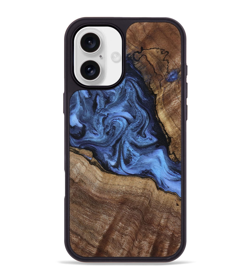 iPhone 16 Plus Wood Phone Case - Milana (Blue, 798139)