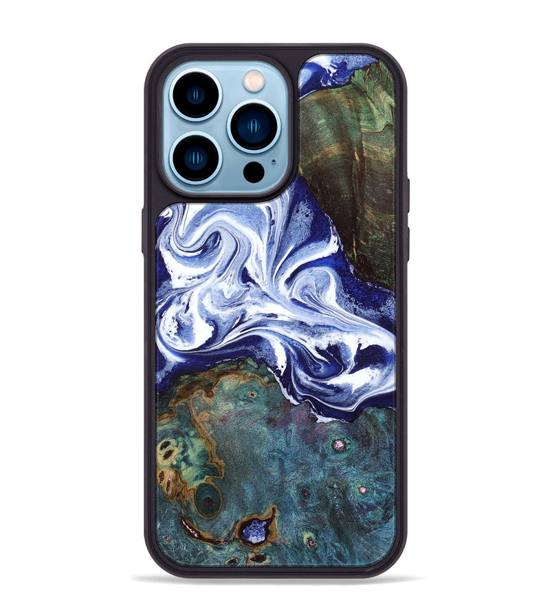 iPhone 14 Pro Max Wood Phone Case - Denisha (Blue, 798145)