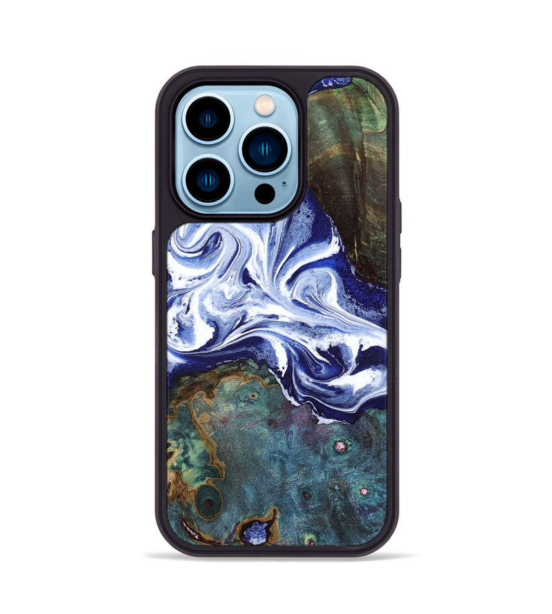 iPhone 14 Pro Wood Phone Case - Denisha (Blue, 798145)