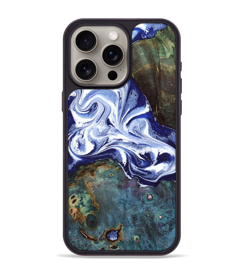 iPhone 15 Pro Max Wood Phone Case - Denisha (Blue, 798145)