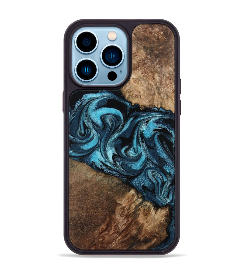 iPhone 14 Pro Max Wood Phone Case - Candis (Blue, 798146)